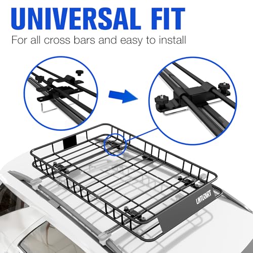 Image of LWTURMRT 54 inch x 36 inch Roof Rack Cargo Basket, 300LBS Universal Rooftop Cargo Carrier