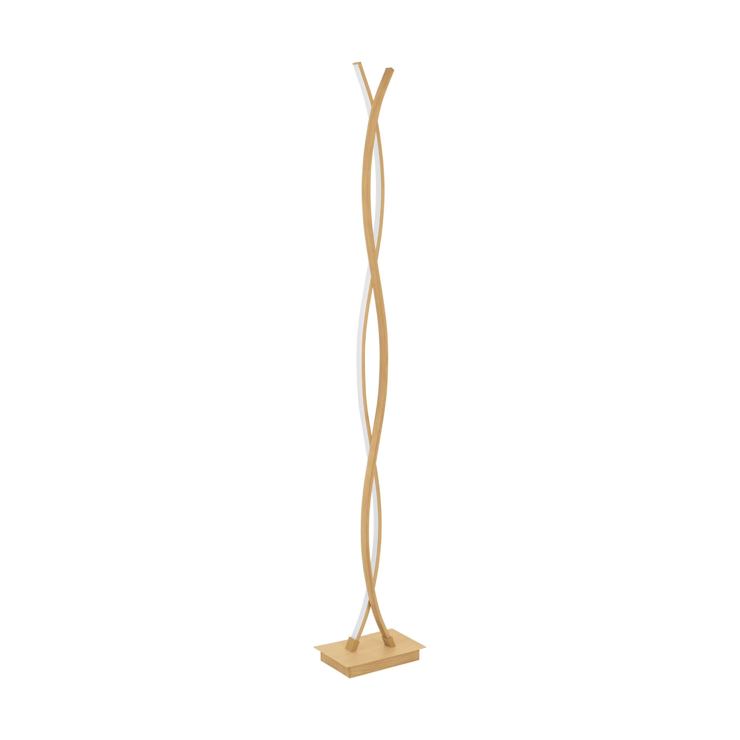 Eglo LED lampada da terra Lasana 4, design per soggiorno, illuminazione ad | arco, metallo effetto legno, luce calda, 143 cm