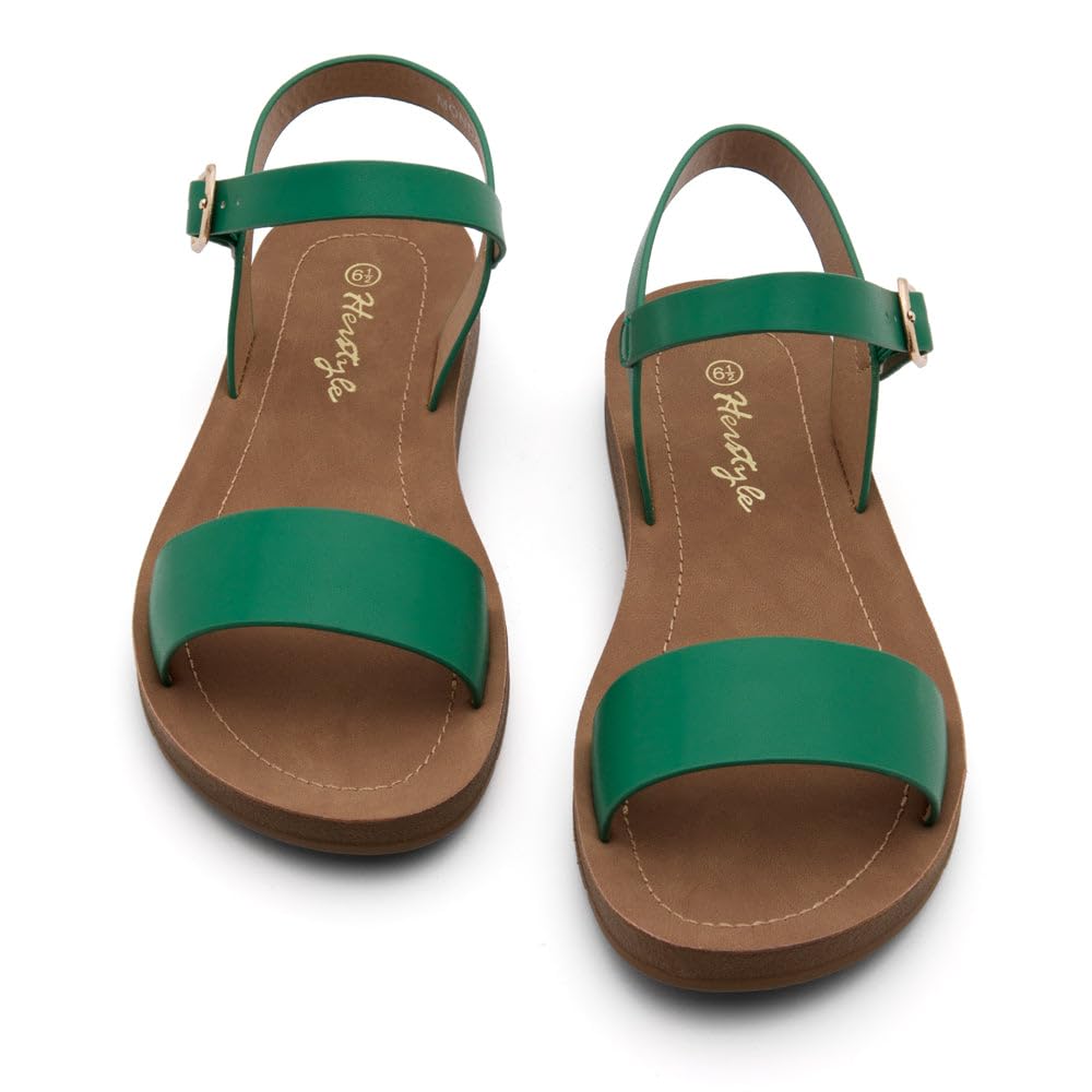 Herstyle Sandali piatti da donna – Open Toe 1 fascia cinturino alla caviglia sandali eleganti estivi, leggeri casual con cinturino senza lacci con fibbia regolabile