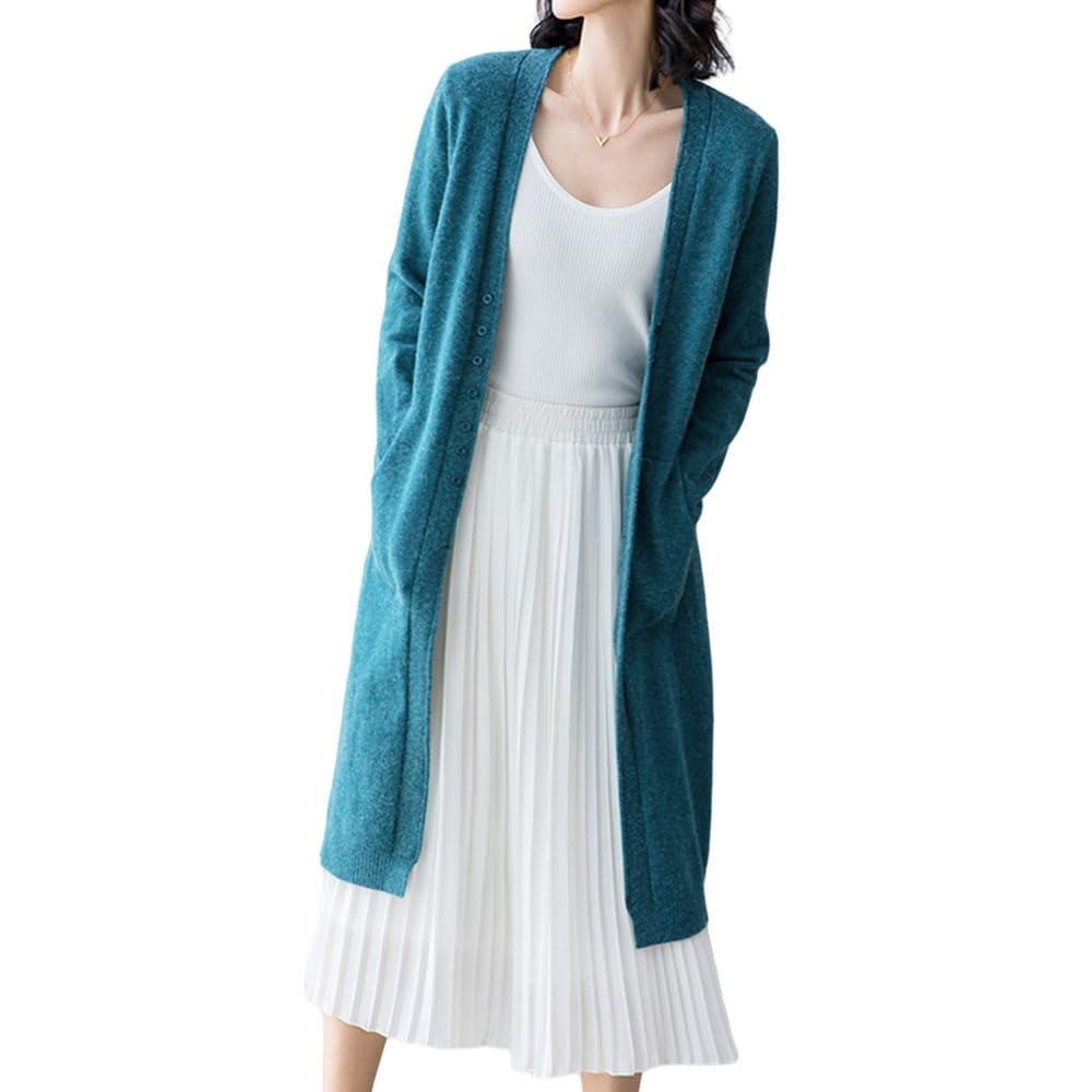 Cardigans Largos Para Mujer,Cárdigans De Punto Con Frente Abierto De Manga Larga Para Mujer Con Botones Y Cuello En V Abrigo Abrigo Prendas De Abrigo Elegante Otoño Invierno Cachemira Jersey De Pu