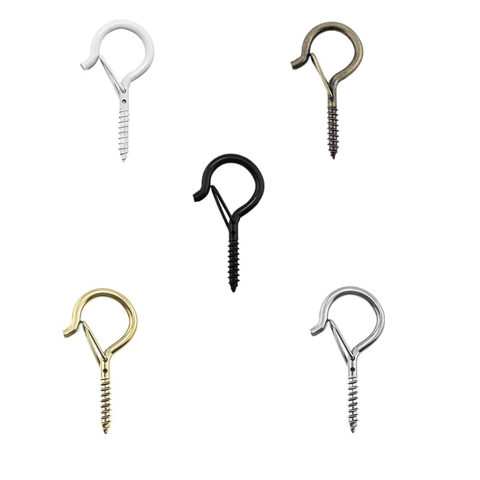 FJQFHH Gutter Hooks Shape, Q-Type Safety Buckle Spring Screw Hook Outdoor String Lights Windproof(Black,20pc)