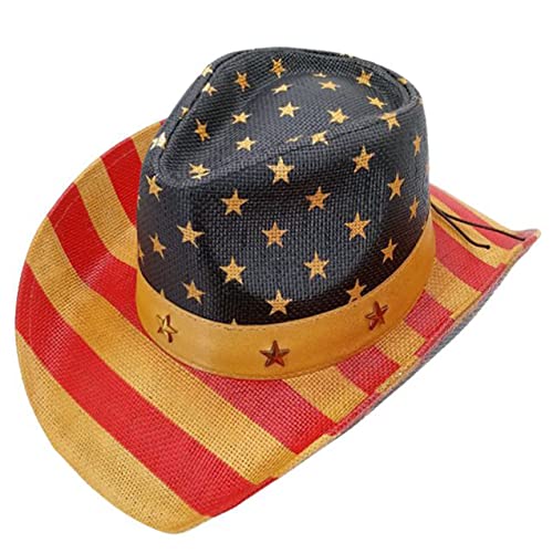 Image of SILVERFEVER Straw Cowboy Hat Cowgirl Hats Men Women Sun Hat Sombreros Vagueros Classic Western Accents Sombreros