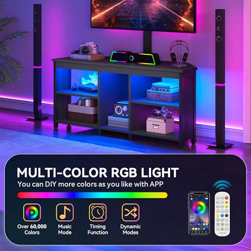 YITAHOME 115CM Meuble TV de Support de d'angle avec Support d'installation, unité de télévision d'angle d'éclairage LED RVB pour jusqu'à 70 Pouces de télévision – Image 5