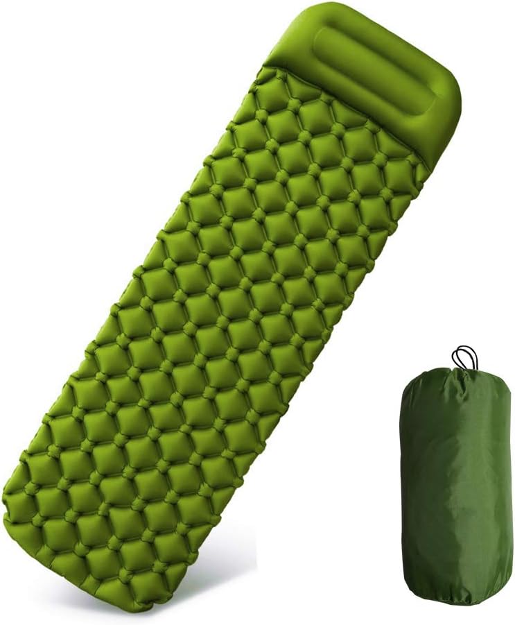 Sleeping Pad for Camping - Ultralight Sleeping Mat for Camping, Backpacking, Hiking, Beach - Lightweight, Inflatable & Compact Camping Air Mattress with Pillow