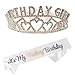 Birthday Decoration, Birthday Crown, It's My Birthday White Satin Sash, Birthday Girl - Funny Birthday Party Supplies and Decorations for Girls 21st, 30th, 40th,50th,60th,70th,75th,80th,90th Birthday