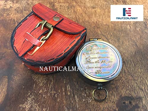 Brújula Náutica Vintage con Grabado Poema y Funda de Cuero miniatura 5