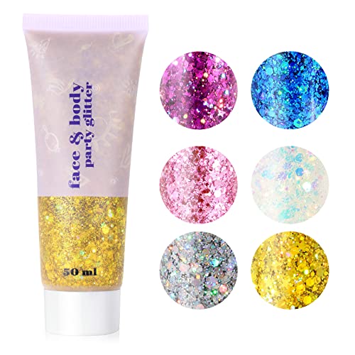 URAQT Body Glitter Gel, Chunky Glitter Gel, Chunky Body Lotion Glitzer...