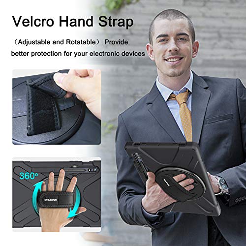 Braecn Galaxy Tab S8/S7 Case 2022/2020, Heavy Duty Shockproof Rugged Case With S Pen Holder, Hand Strap, Carrying Shoulder Strap, Kickstand For Galaxy Tab S7 11 Inch Sm-X700/Sm-T870 Model- Black #TOP2