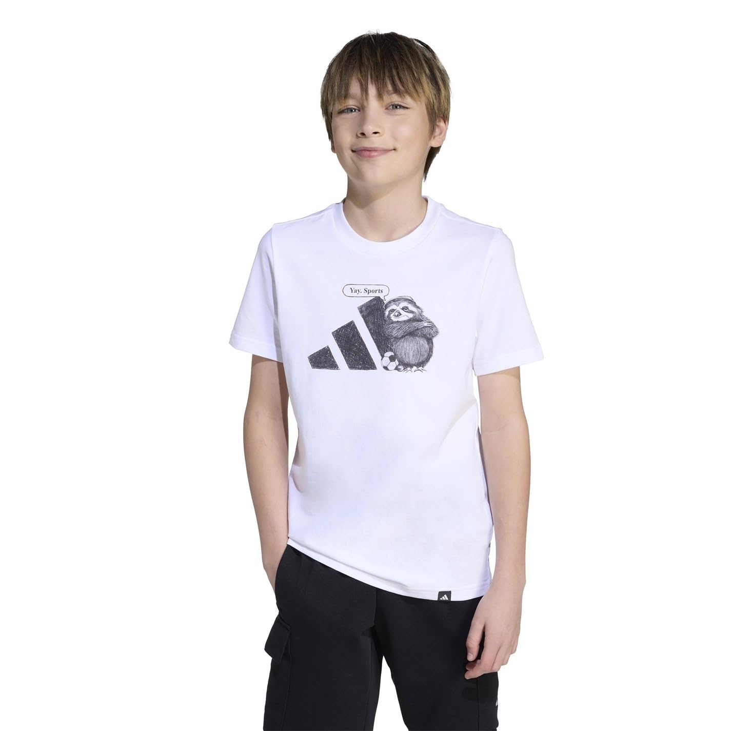 adidas Uniseks - dzieci SPORTS GRAPHIC T-SHIRT JUNIOR, white, 9-10 Years