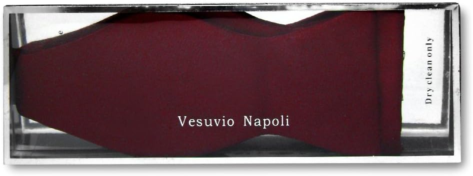 Vesuvio Napoli SELF TIE Bow Tie Solid BURGUNDY Color Men's BowTie