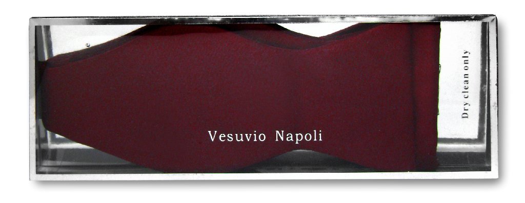 Vesuvio Napoli SELF TIE Bow Tie Solid BURGUNDY Color Men's BowTie