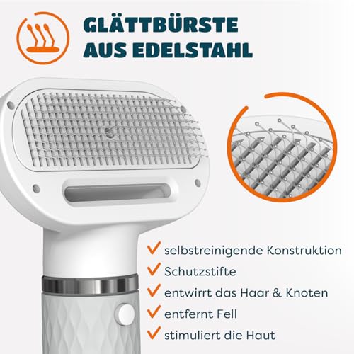 KUUBIA 5-in-1 Hundeföhn 900W | Blower Hundefön | Föhn und Bürste in einem | Tierföhn für Hund & Katze | Hundetrockner | Leise, NTC, Negative Ionen, Tragbar | für alle Rassen und Felltypen - Dryer