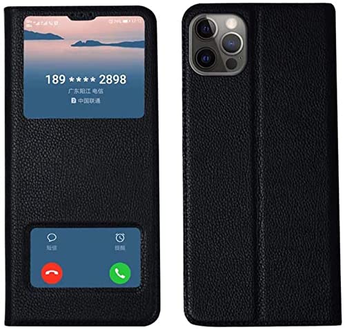 Étui de téléphone à clapet en cuir GUMMMY pour iPhone 12 Pro Max antichoc noir