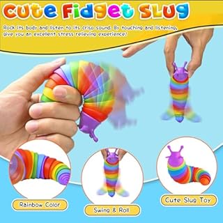 Sensory Toys for Autistic Kids, Autism Squishy Fidget Toys Slug Quiet Fidgets Classroom Calm Down Travel Essential for Toddler Age 3 4 5-7, ADHD Stress Anxiety Easter Basket Stuffer for Toddler Boys