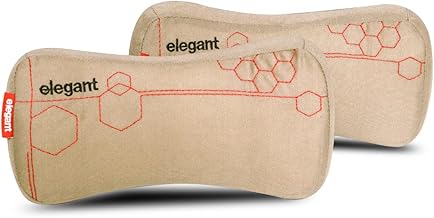 Elegant Zig Beige Memory Foam Neck Rest Pillow/Cushion for Car (Set of 2)
