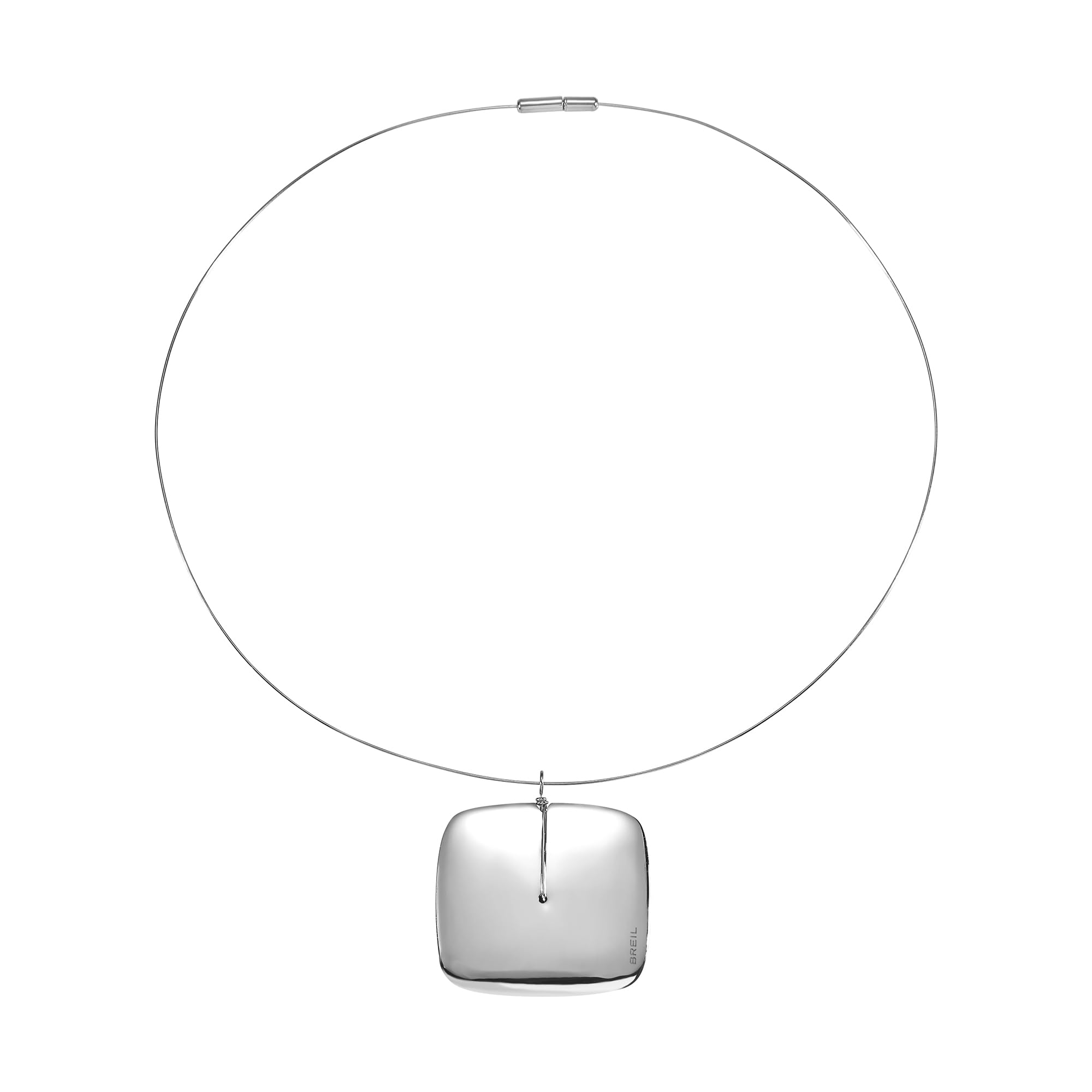 Breil, Collezione Reloaded, Collana Donna Steel Blast in Acciaio 316L,con Pendente Rettangolare a Doppia Finitura Lucida e Satinata, Design Semirigido, Circonferenza 42,5 cm, Idea Regalo Donna