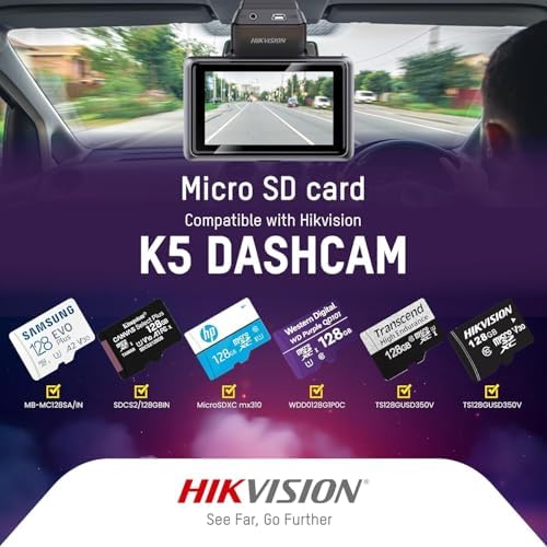 Image of Hikvision Car Dash Camera K5|2K Dual Channel|3 Inch Touch Screen|2K Front HD |1080P Rear HD|140 Coverage|G Sensor|Voice Recognition|Emergency Recording|256GB SD Support,Black Without Hardwired KIT