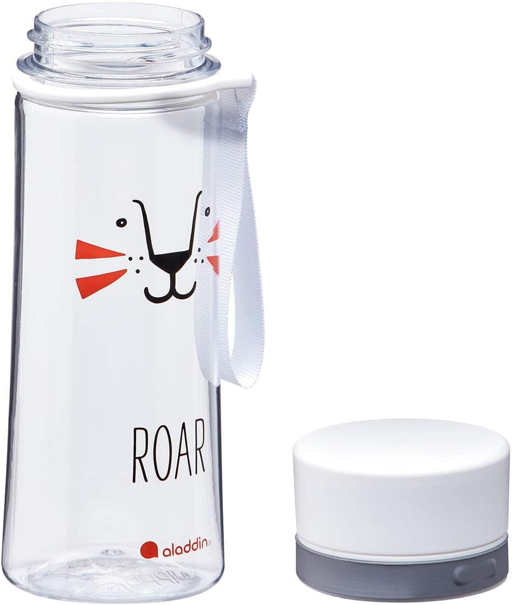 Aladdin My First Aveo Lion Childrens Water Bottle 0.35L White – Leakproof - Wide Opening for Easy Fill - BPA-Free - Kids Water Bottles for School - Stain and Smell Resistant - Dishwasher Safe