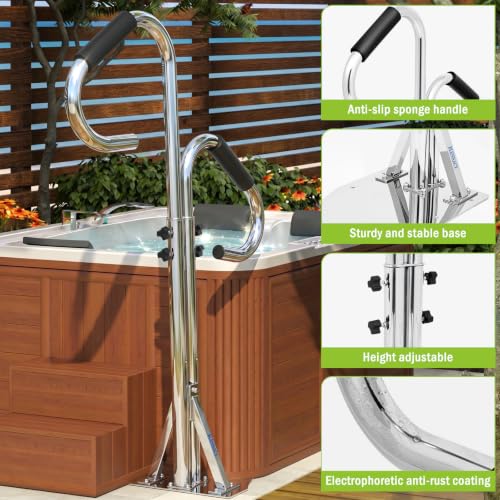 Adjustable 43-53" Hot Tub Handrail, 600lb Stainless Steel - Includ Base by BLENNACY - Used condition - Image 3
