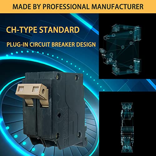 Ch215 2-Pole 15-Amp Circuit Breaker, Type Ch 3/4-Inch Plug-On Molded Case Circuit Breaker, Thermal Magnetic Protection, 10 Kaic, 120/240V, Fit For Cutler Hammer Load Centers (5 Years Warranty) #TOP4