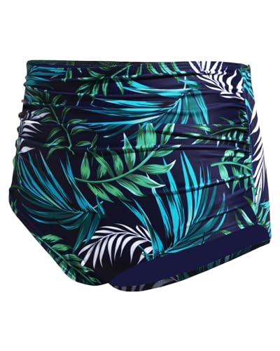 Image of Tempt Me Women High Waisted Bikini Bottom Retro Ruched Swim Bottom Shirred Tankinis Brief