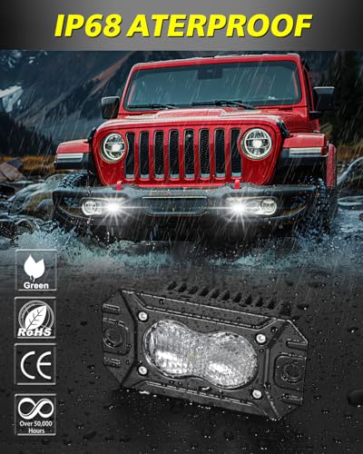 Image of Flush Mount LED Pods, AKD Part CREE LED Flush Bumper Fog Lights 40W Driving Combo Offroad Light Backup Reverse Lights Pods Scen Camper Light for Trucks Pickup SUV UTV ATV