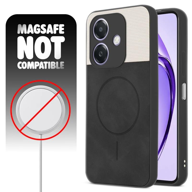 Image of Bintage case Macc-Safe Design Hard Light Weight Back Case | Soft Border Camera Protect | Dual PU Leather Finish Back Cover Compatible for Oppo A3x 4G /Oppo A3 5G - White & Black