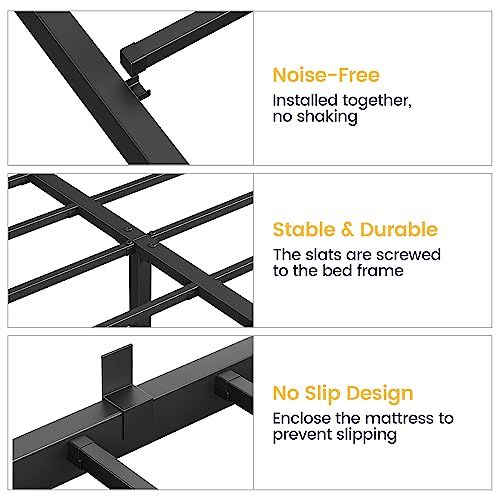 GAOMON 14 Inch Tall Bed Frame, Simple and Atmospheric Metal Platform Bed Frame, Storage Space Under The Bed, Sturdy King Size Bed Frame with Reserved Holes for DIY Headboard, King