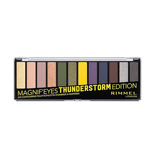 Miniatura 12 de Rimmel London Magnif'Eyes Paleta de sombras de ojos, 12 tonos, fórmula mezclable, versátil, 010, tormenta eléctrica, 0.5 onzas