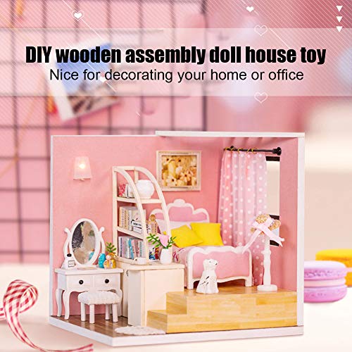 Tiiyee DIY Holzmontage Puppenhaus, Puppenhaus Miniatur mit Möbeln aus Holz DIY Puppenhaus Kit Kreativraum Staubdicht… – Bild 5