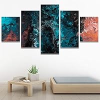 SIGNWIN 5 Panel Canvas Wall Art Modern Art 3D Abstract Abstract Brushstroke Contemporary Digital Art Fun Multicolor for Home Decorations Ready to Hang - 60