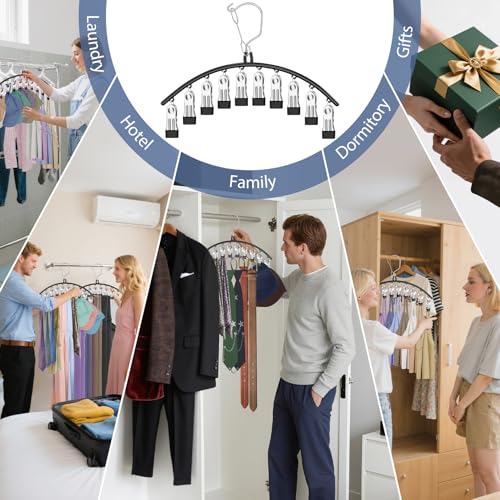 3 Pack Skirt Pants Hangers with Clips, Legging Organizer for Closet Hanging with 10 Cilps Holds 30 Leggings/Shorts/Jeans/Skirts Pants Hangers Space Saving Closet Organizers and Storage, Black - Image 7