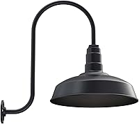 Vista 39 de Steel Lighting Co. Gardena - Luz de granero Montaje en pared al aire libre Cúpula de 16 pulgadas Cuello de cisne de 23 pulgadas Luz