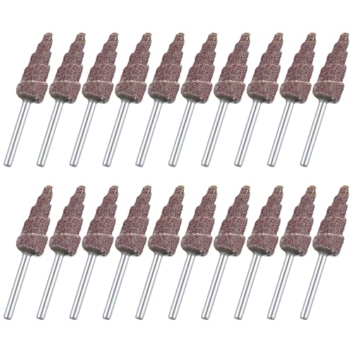 Ipetboom 20pcs Cone Shape Sanding Flap Wheels with Shank, Rotary Deburring Grinding Polishing Sandpaper Tool for Industrial Finishing and Precision Surface Preparation