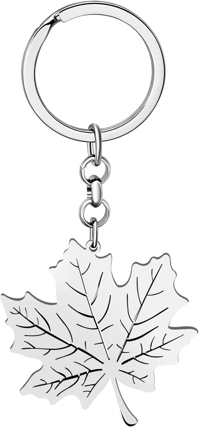 Stainless Steel Maple Leaf Keychain Car Key Bag Keyring Fall Jewelry Gifts for Women Girls Charms