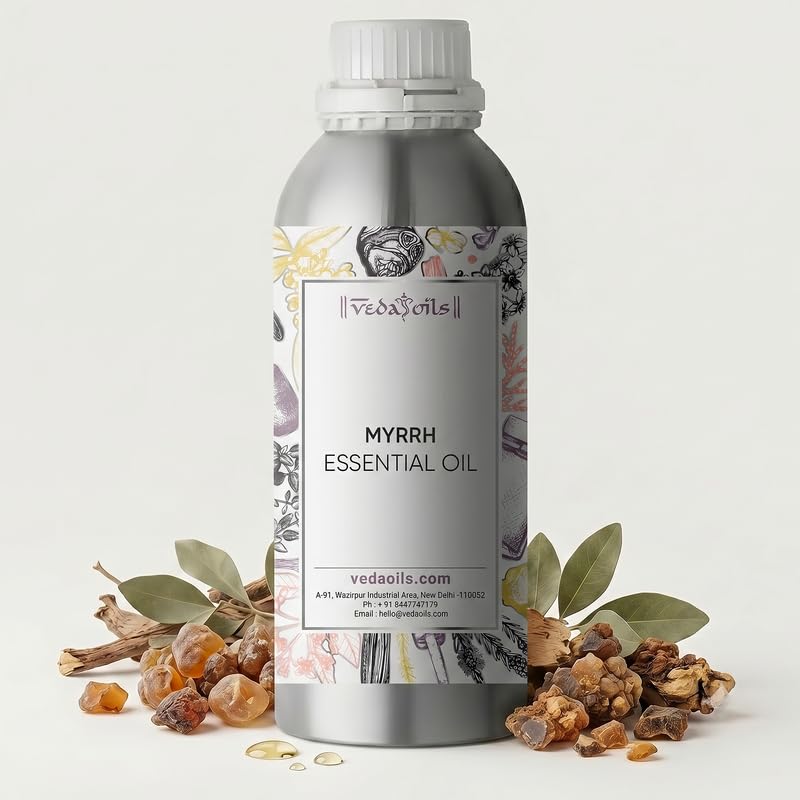 Image of VedaOils Myrrh Essential Oil 100ml | 100% Pure Myrrh Oil for Skin & Hair Care | Therapeutic Grade Resin Oil for Aromatherapy, Diffusers, Massage, Relaxation & Spiritual Practices