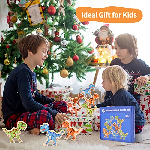 Acoucb Dinosaur Toys For Kids 3-5, Wooden Stacking Toys, 16Pcs Large Sensory Montessori Toys, Balance Competition Game Building Toys, Easter Basket Stuffers, Birthday Gift For Boys Girls #TOP6