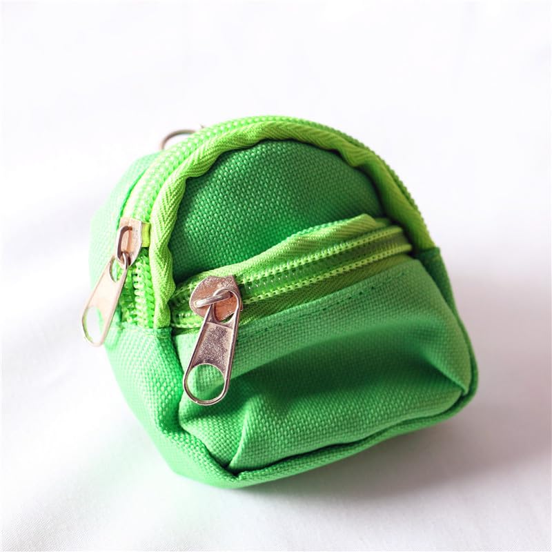 Mini Doll Zipper Backpack,Cute School Bag Model Dollhouse School Accessory for 1/6 Scale Dollhouse,Dolls Accessories Costume Ornament Photography Props,Keys Purse Dollhouse Accessories (Green) : Toys & Games