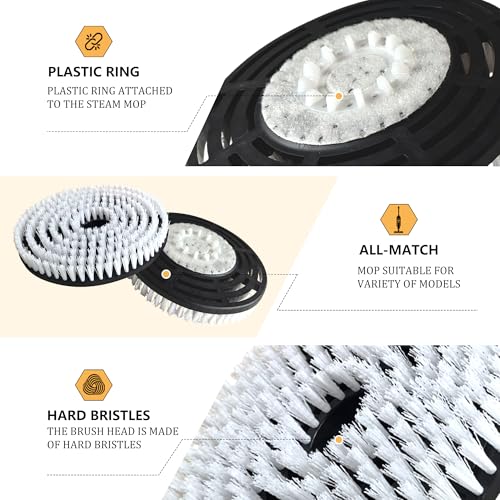 Image of Steam Mop Replacement Brush Pads for Shark Steam and Scrub Mop S8201 S8001 S7201 S7000 Series 2 Brush Heads +2 Microfiber Absorbent Pads