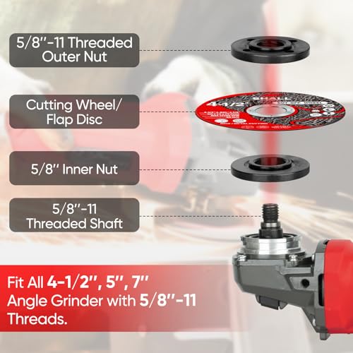 Image of SHALL Angle Grinder Tool Kit with 5 /8'-11 Flange Nut, Adjustable Pin Wrench and 6Pcs Lock Nuts Compatible with Dewalt, Milwaukee, Makita, Ryobi, Black Decker, Bosch