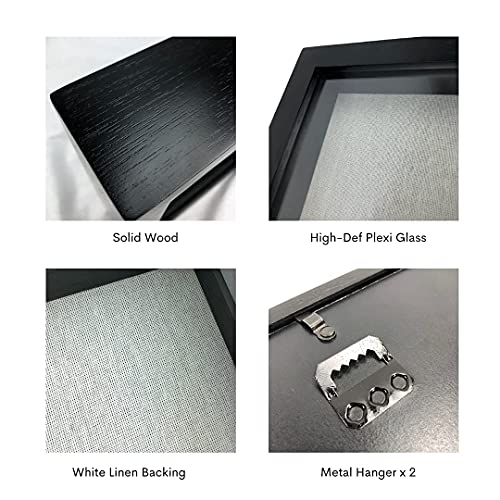 Ilot 11"X14" Solid Wood Black Display Shadow Box Frame - Solid Wood Memory Box For Keepsakes (Picture Box, Military, Wedding, Graduation, And Flower Shadow Box) #TOP3