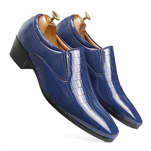 Image of BXXY Men's 2 inch Height Increasing Patent Material Casual Formal Moaccasion Slip-On Shoes with Pu Sole.