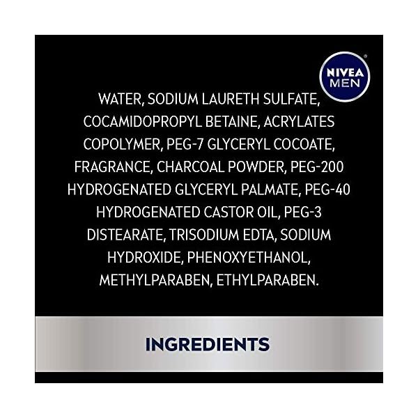 Nivea Men DEEP Active Clean Charcoal Body Wash, Cleansing Body Wash with Natural Charcoal, 3 Pack of 16.9 Fl Oz Bottles