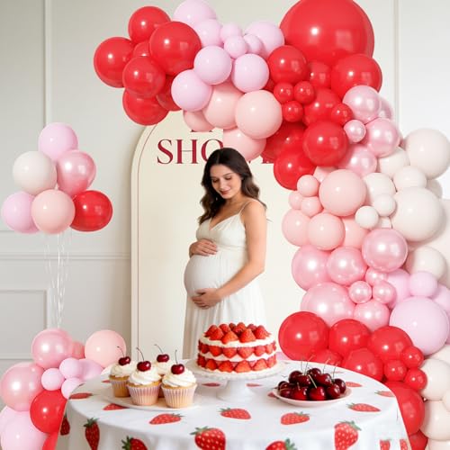 Image of Amandir 153pcs Red and Pink Balloons Arch Garland Kit Different Sizes