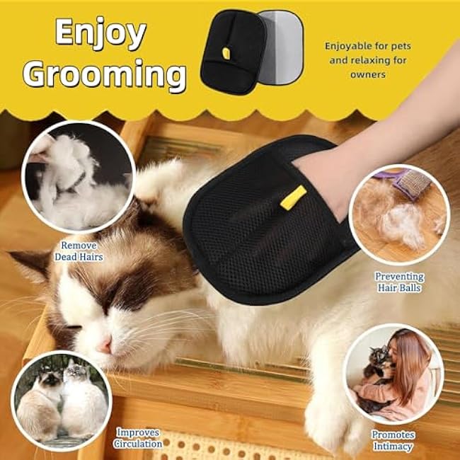 2PCS Pet Hair Removal Glove, Reusable Grooming Gloves for Pet Hair, Washable Cat & Dog Hair Remover for Couch, Furniture, Clothing, Carpet, Car Seats, Bed Sheet-uMV806By