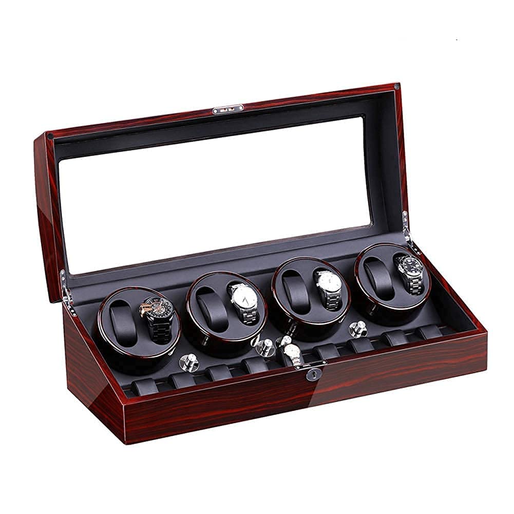 Caja enrolladora de relojes automática con acabado de pintura de piano y luz LED
