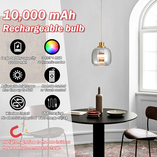 Vimhou 2 Pcs Battery Operated Pendant Light,Battery Ceiling Light thumb #1