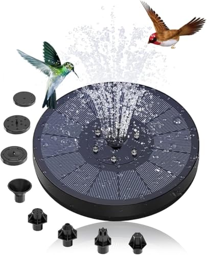 Solar Fountain Pump, Solar Water Fountain with 8 Nozzles & 7 Colorful LED Lights, Solar Fountain for Bird Bath, Floating Solar Water Pump Solar Pond Fountain for Garden, Pond, Pool and Fish Tank