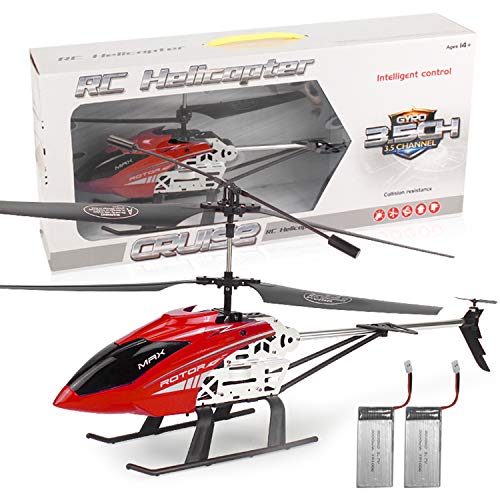 GLORY168 20Inch Large Aircraft Remote Control Helicopter with 3.5GHZ Channel Alloy Gyro Stabilizer and Multi-Protection Drone RC Helicopter Toy-Red for Kids and Adults