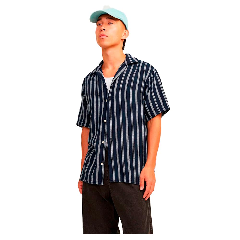 JACK & JONES JORNOTO Stripe Resort Shirt SS, Sky Captain, S